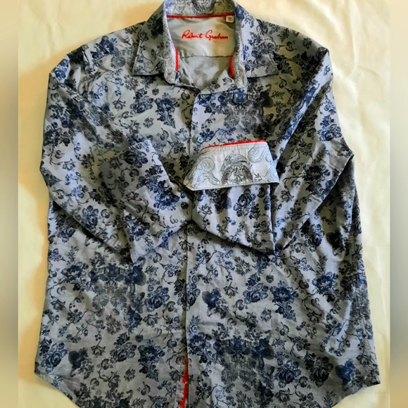 Robert Graham-Knowledge Wisdom, Truth, Gray/Blue Shirt Flip Cuffs, Men's Size XL - Picture 14 of 14